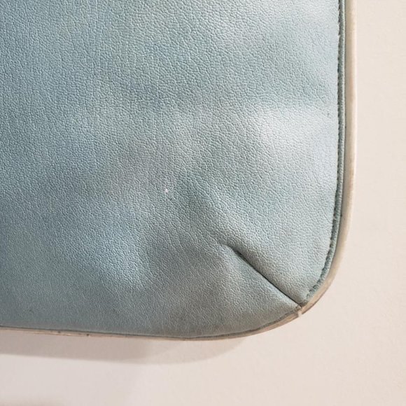 Vintage Morris Moskowitz Blue Leather Hand Bag W/ Interior Kiss Coin Purse - Picture 2 of 10